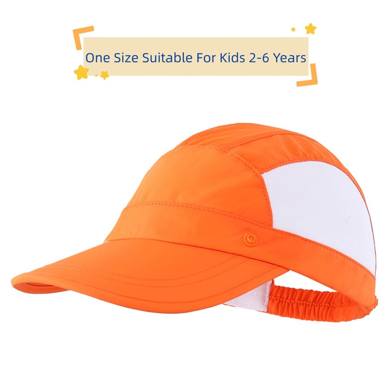 Connectyle Kids Boys Baseball Hat with Neck Flap UPF 50+ Mesh Sun Hats UV Sun Protection Trucker Hat Orange - Image 2